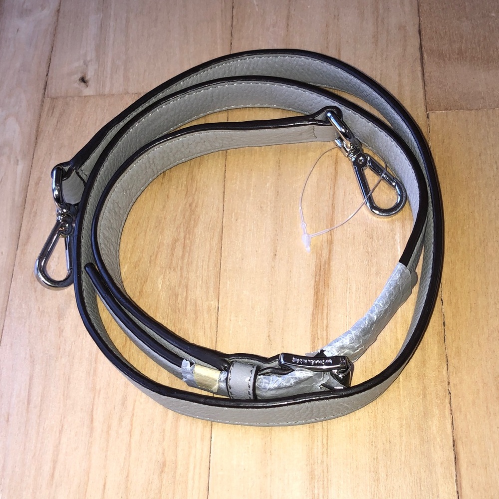 Michael Kors Leather Crossbody Strap - Light Gray with Silver Hardware